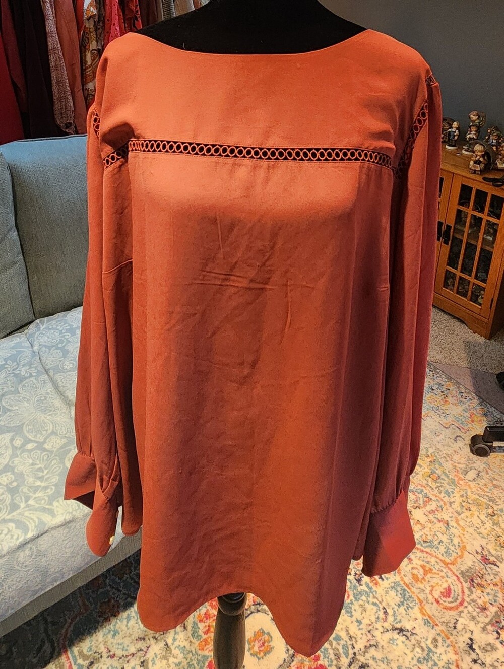 Loft Women's Pumpkin Spice Burnt Orange Long-Sleeve Top Size 26 Plus